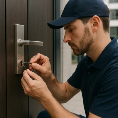 Slotenmaker opent voordeur voorzichtig met professioneel gereedschap zonder schade aan te richten
