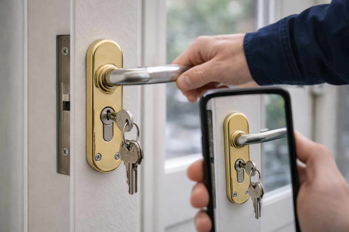 Sleutel in slot laten zitten aan de binnenkant van de deur.