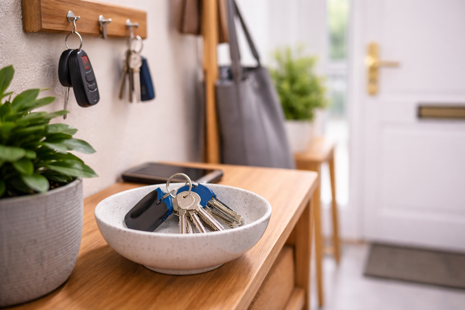 Sleutel vergeten voorkomen met vaste sleutelplek bij de voordeur.