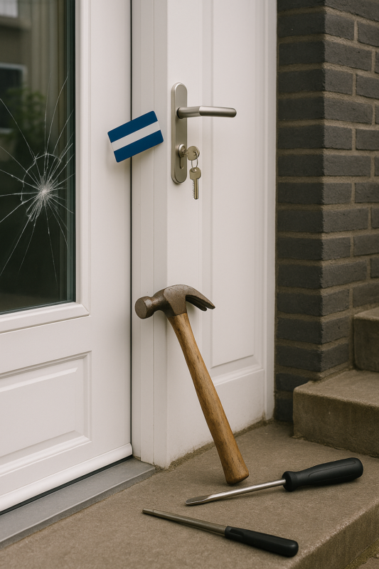 man buitengesloten met sleutel binnen vergeten voor gesloten deur