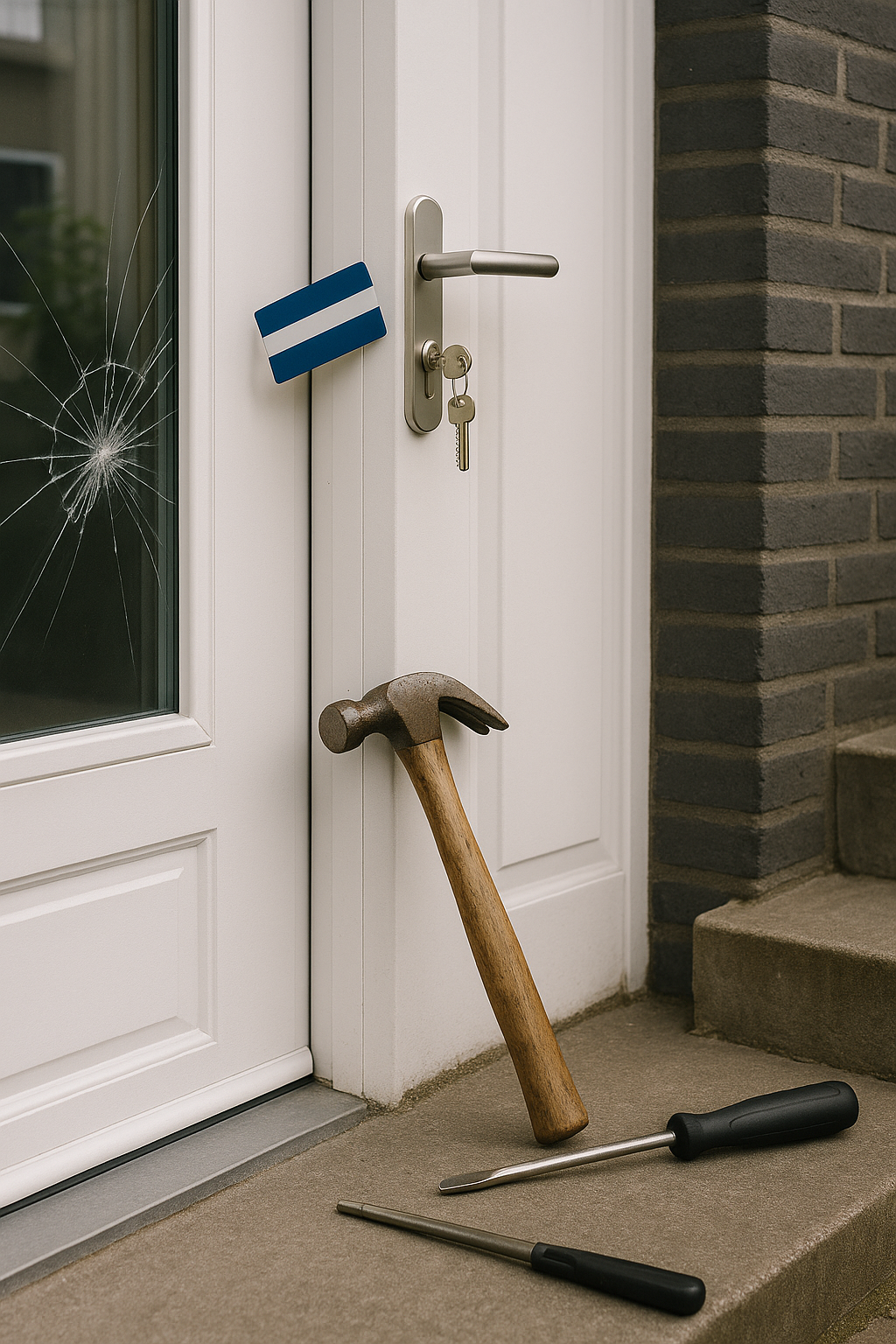 man buitengesloten met sleutel binnen vergeten voor gesloten deur